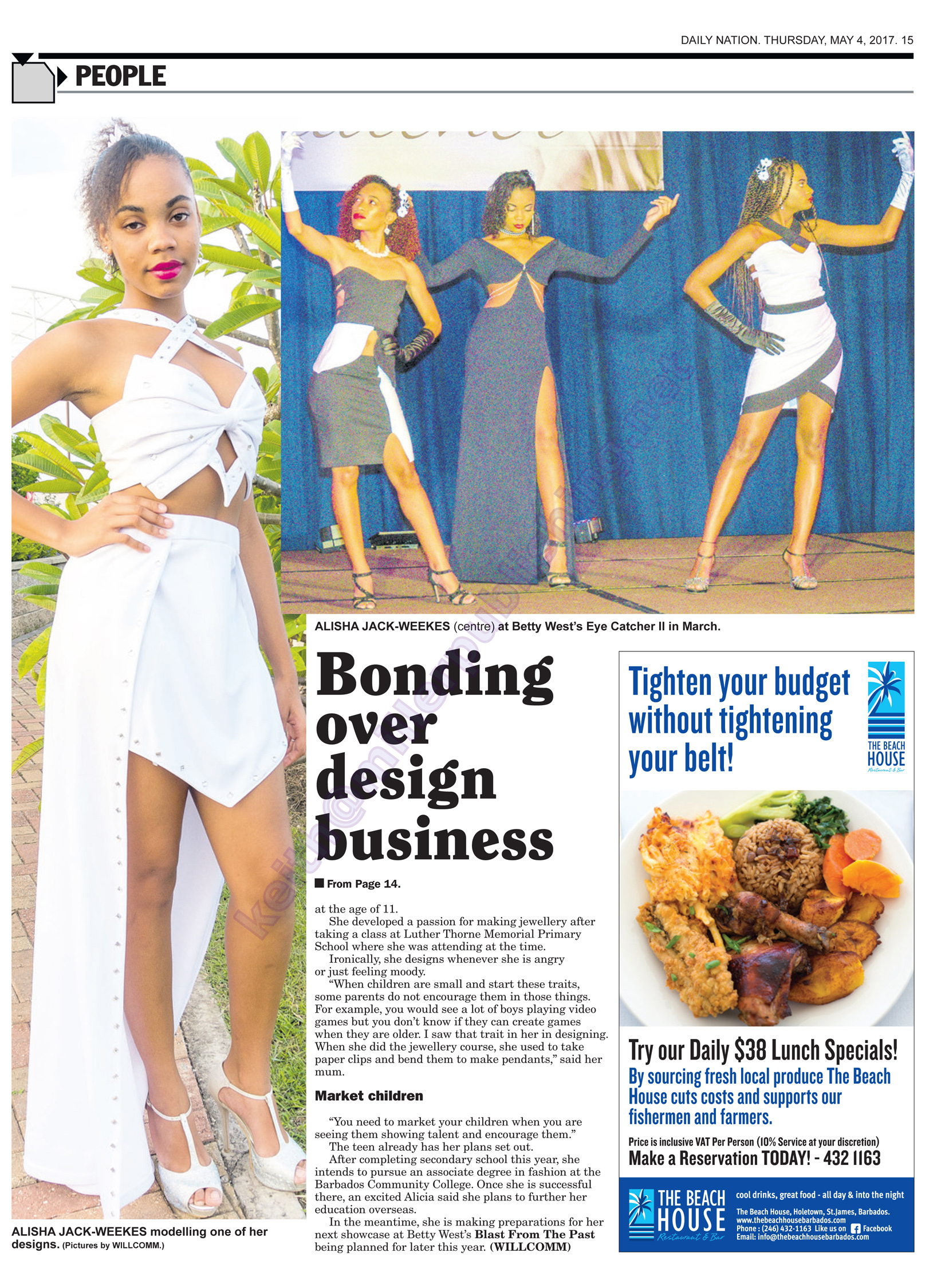 Teen sewing family together